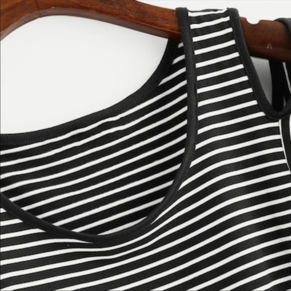 Cold Shoulder Ruffle Striped Tee - Picture 4 of 4